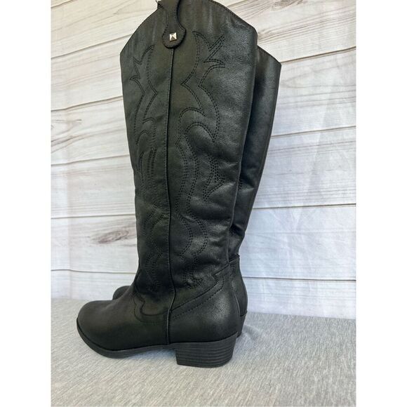 True Craft TANNER Black Distressed Fabric Pull On Western Boots Women’s Size 8 - Picture 2 of 8